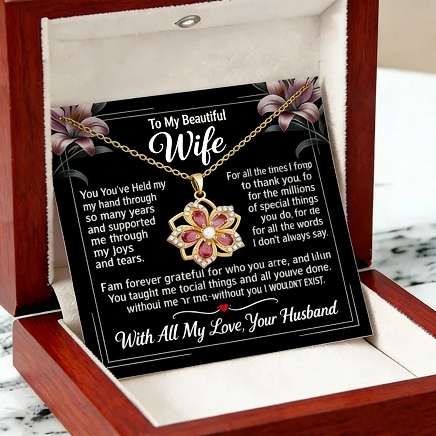 wife necklace gift box for anniversary valentines day birthday christmas
