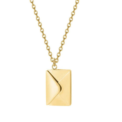 envelope necklace pendant close up detail