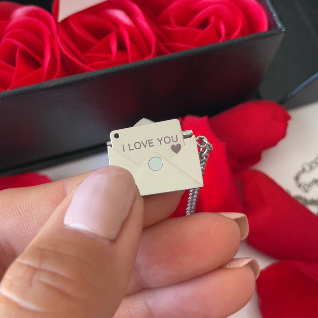 love letter envelope necklace with hidden message