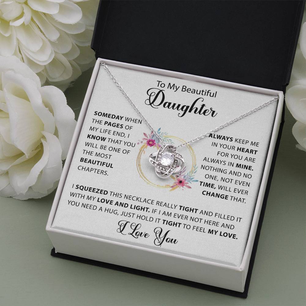 daughter wearing sentimental necklace jewelry gift