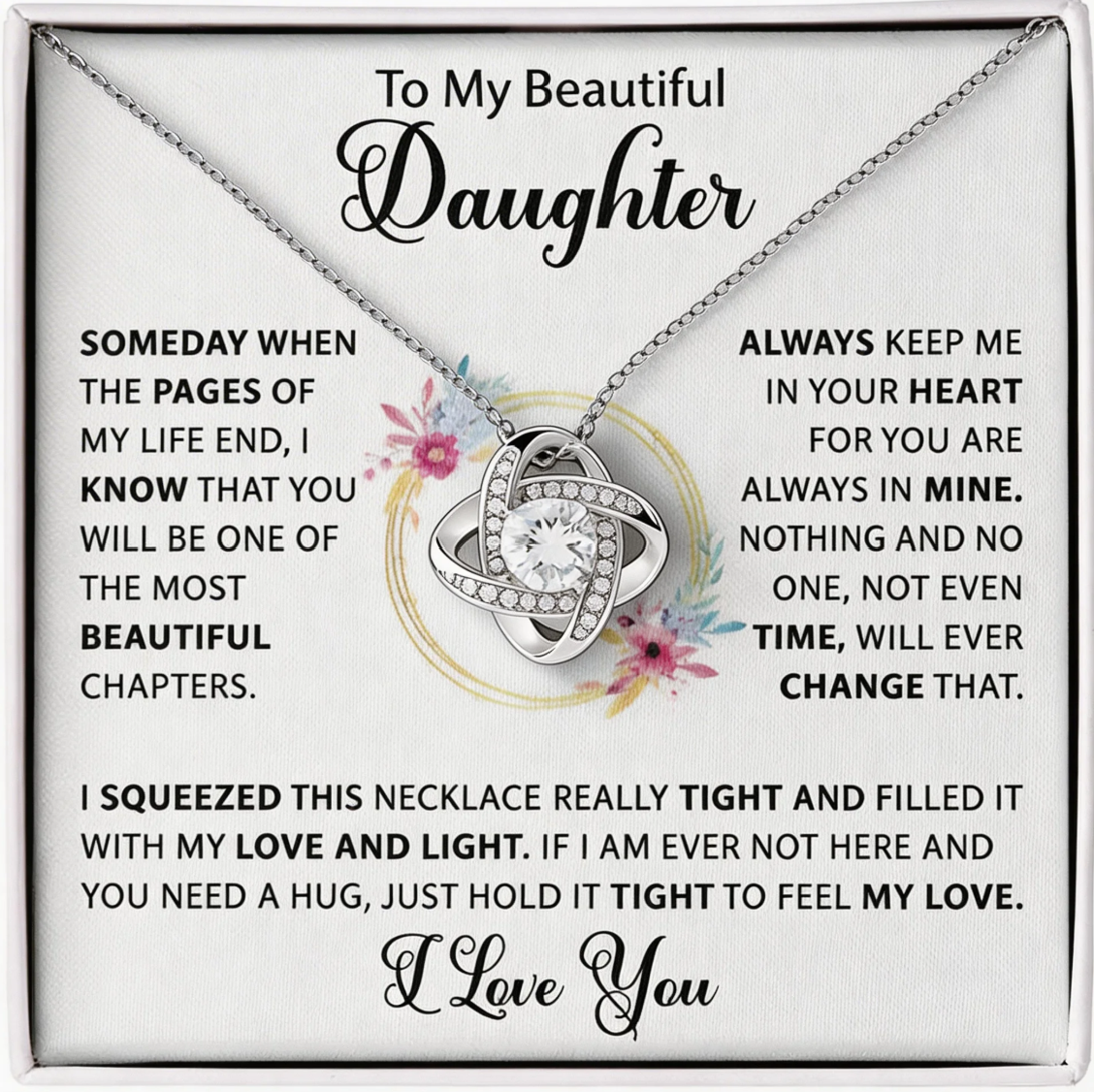 to my beautiful daughter eternal necklace gift