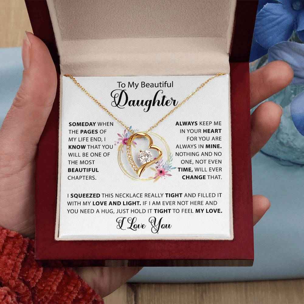 time will never change my love for you daughter necklace message card