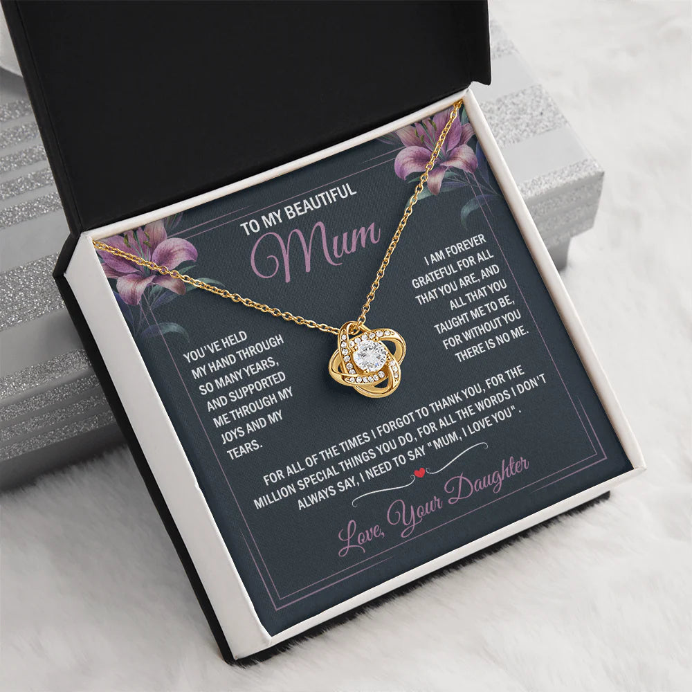 to my beautiful mum message card necklace gift