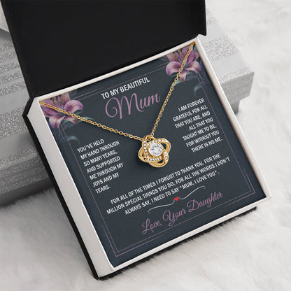 to my beautiful mum message card necklace gift