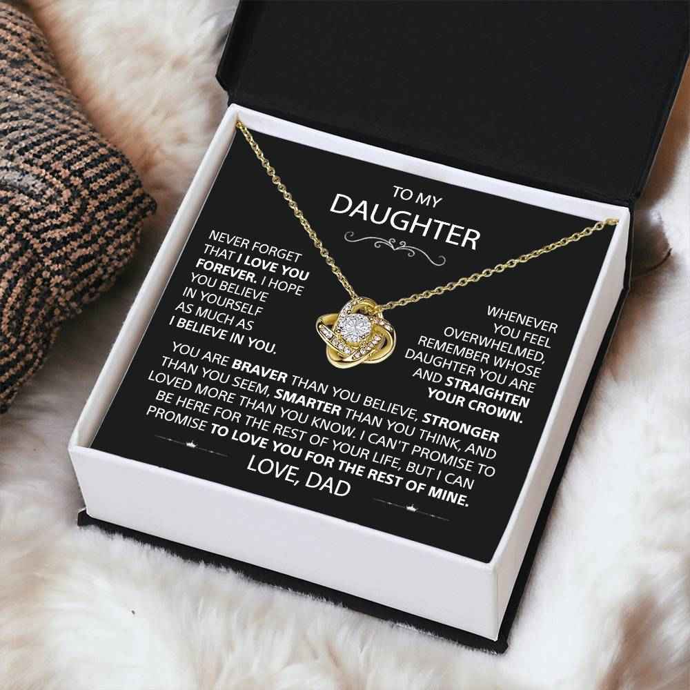 to my daughter love knot necklace message card