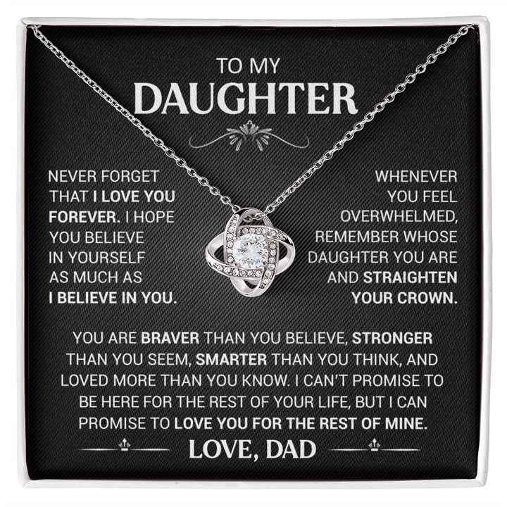 to my daughter love knot necklace gift