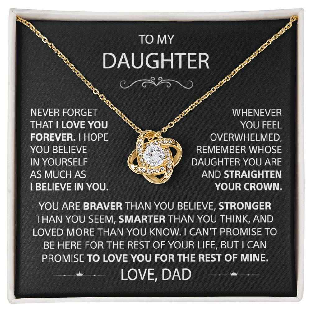 love knot necklace for daughter close up pendant