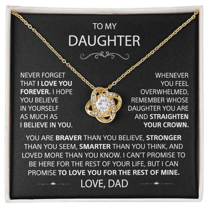 love knot necklace for daughter close up pendant