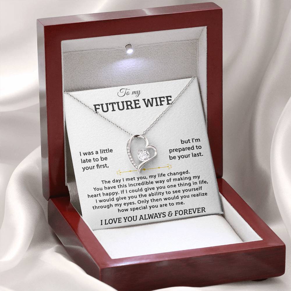 woman wearing romantic future wife necklace jewelry