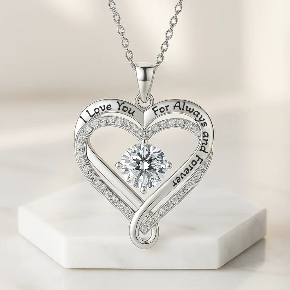 to my love necklace message card interlocked hearts design