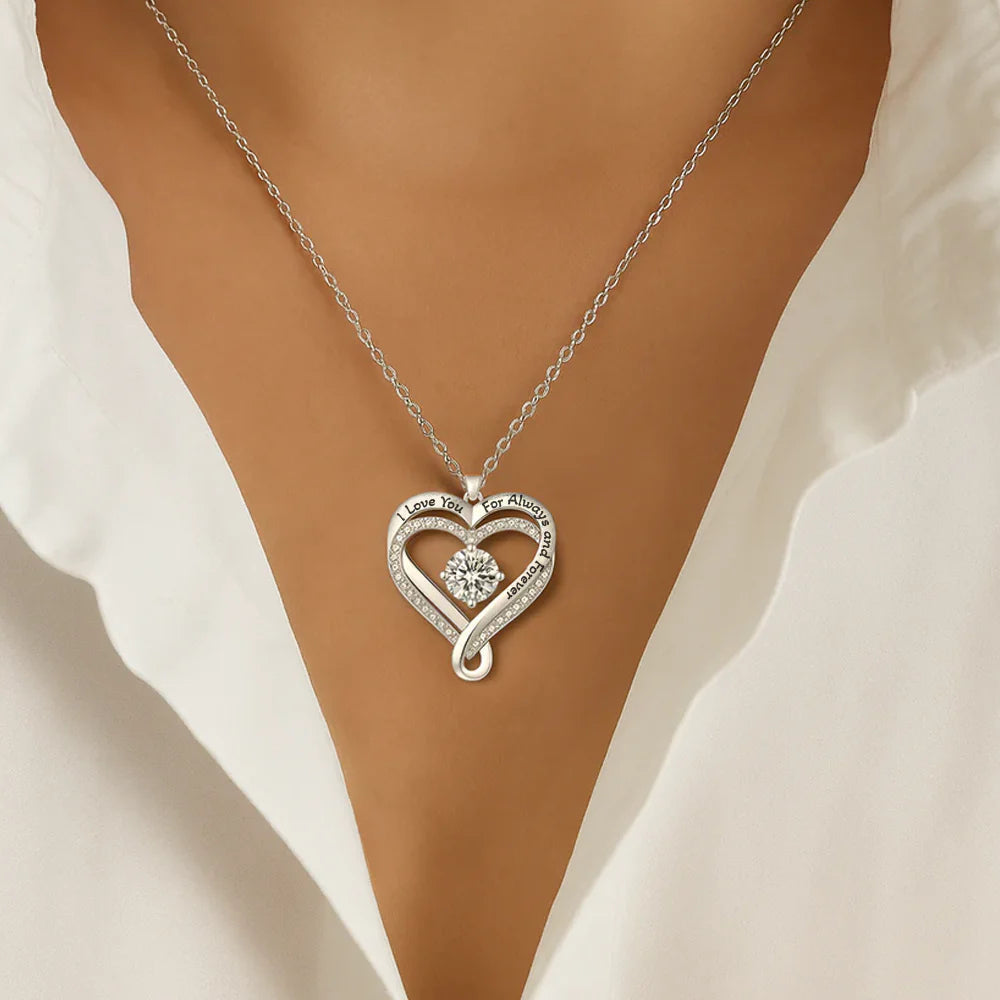 romantic gift for girlfriend or wife interlocked hearts necklace