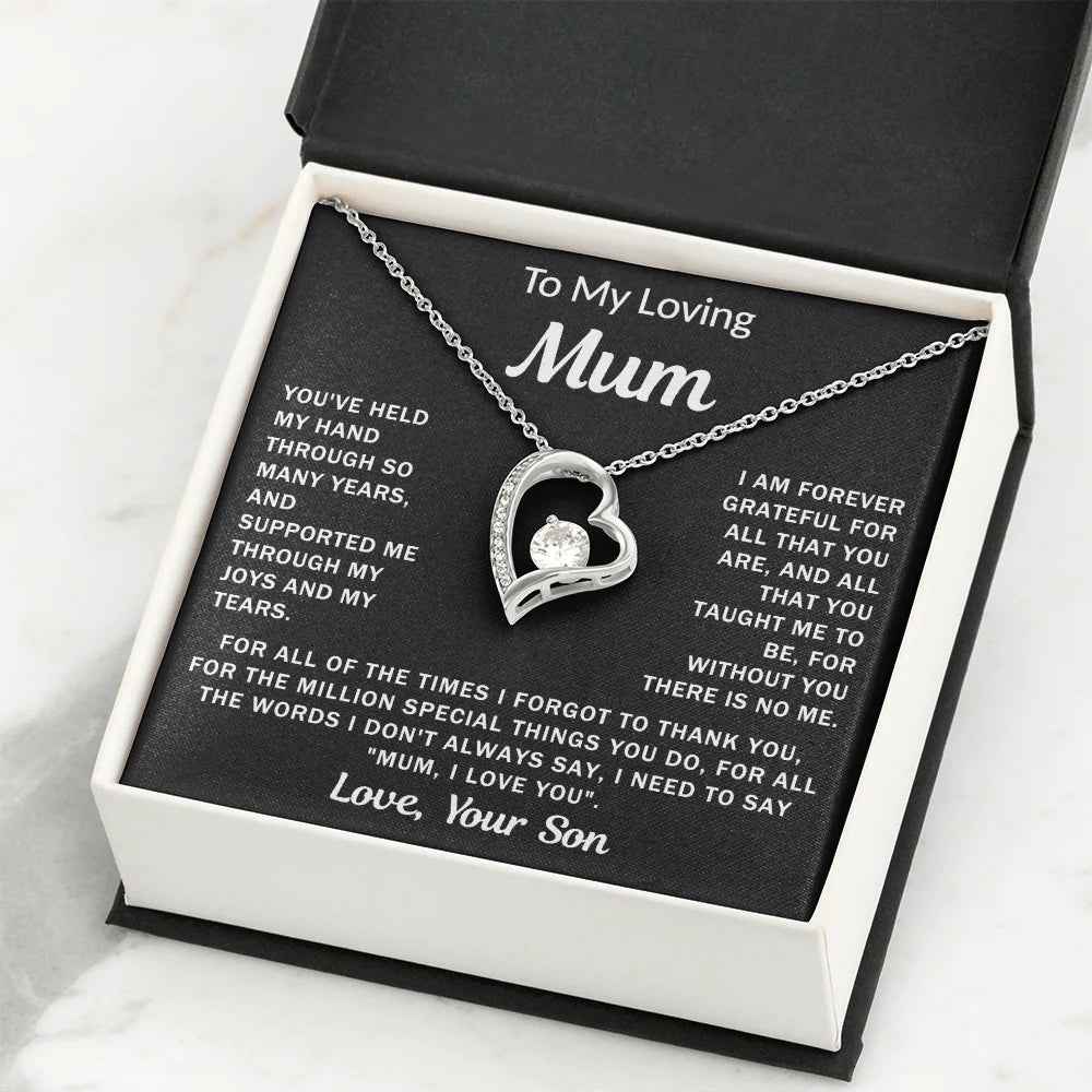 to my loving mum necklace with message card