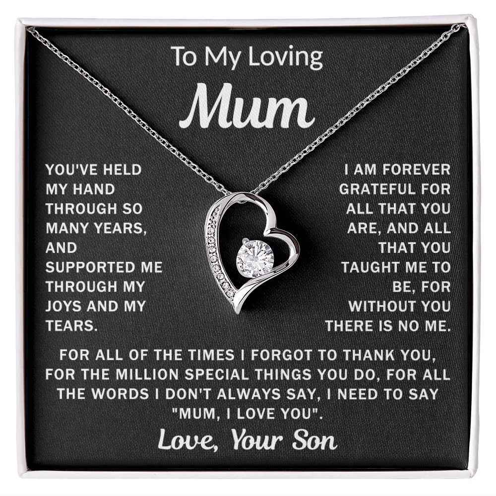 to my loving mum heart necklace gift