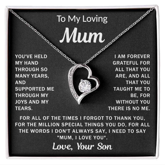 to my loving mum heart necklace gift