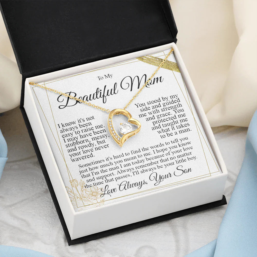 To My Mom - I Love You Heart Necklace