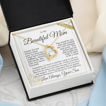 To My Mom - I Love You Heart Necklace