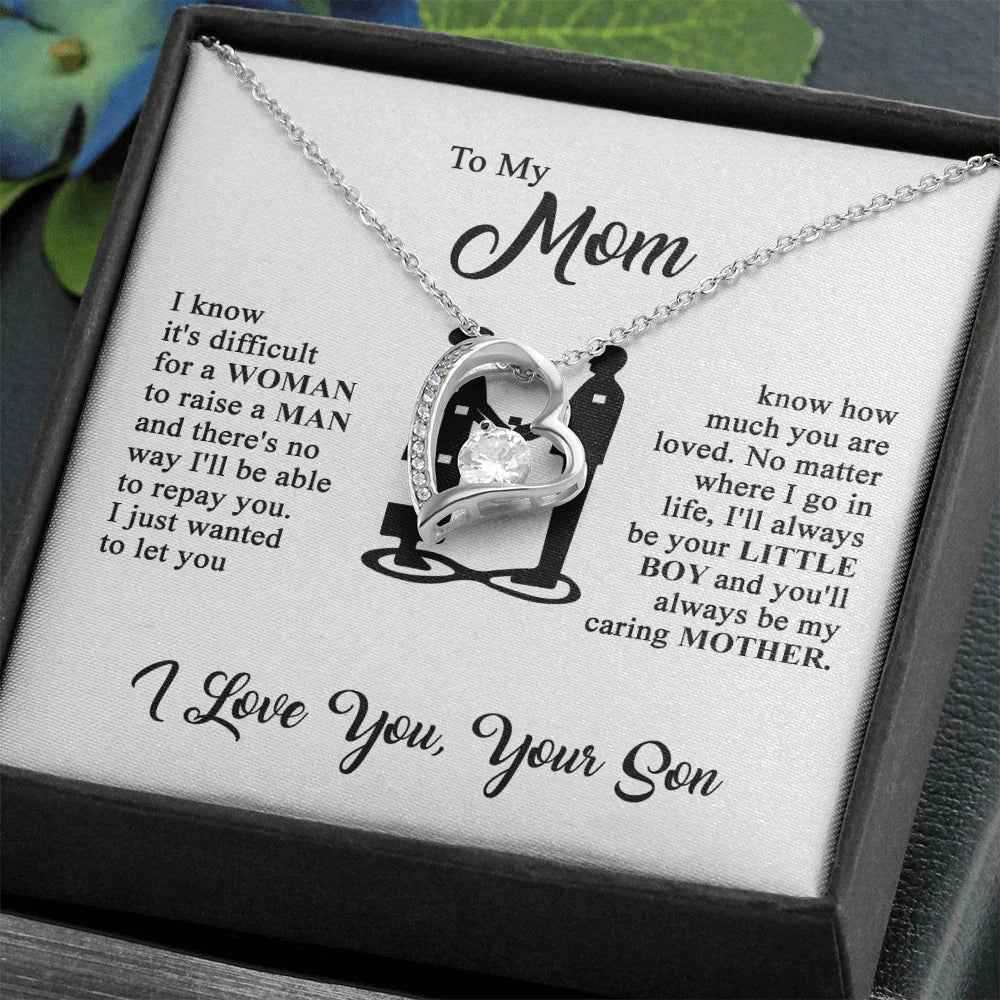 i love you mom necklace message card
