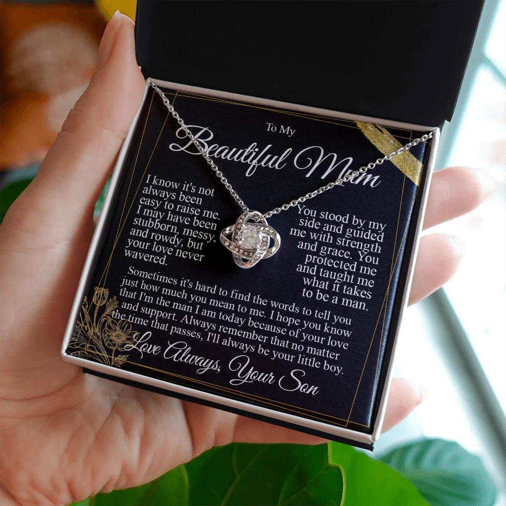 to my mum i love you message card necklace gift from son