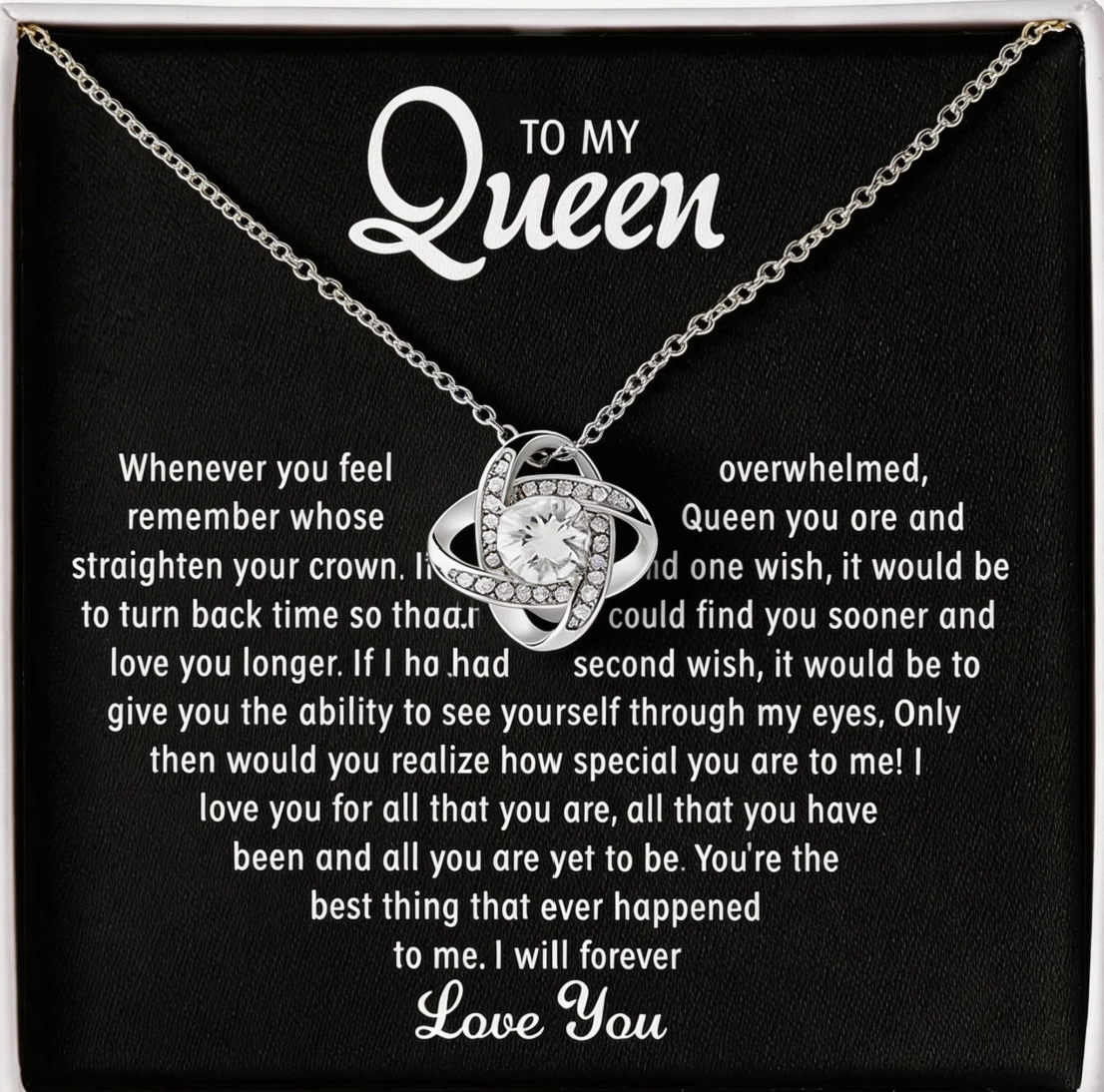 to my queen love heart necklace eternal necklace gift