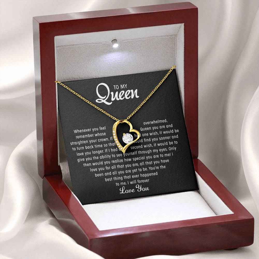 to my queen necklace message card love heart