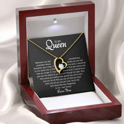 to my queen necklace message card love heart