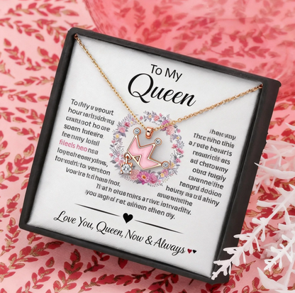 woman wearing queen wife necklace jewelry