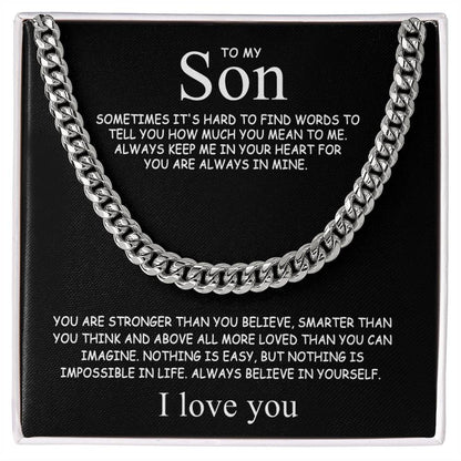 to my son always believe in yourself necklace gift