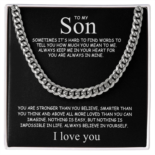to my son always believe in yourself necklace gift