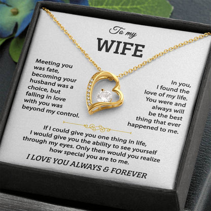 forever love heart necklace message card for wife