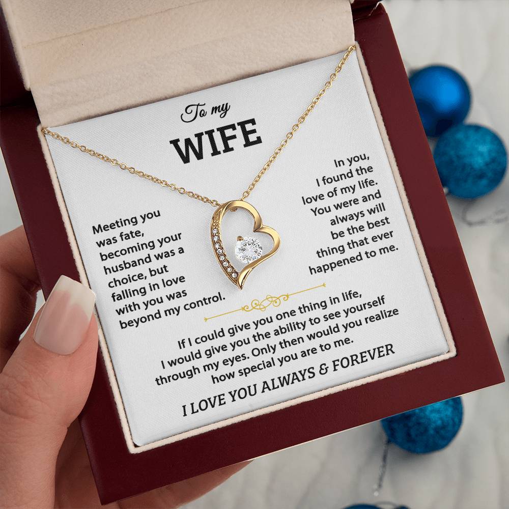 forever love heart necklace message card for wife