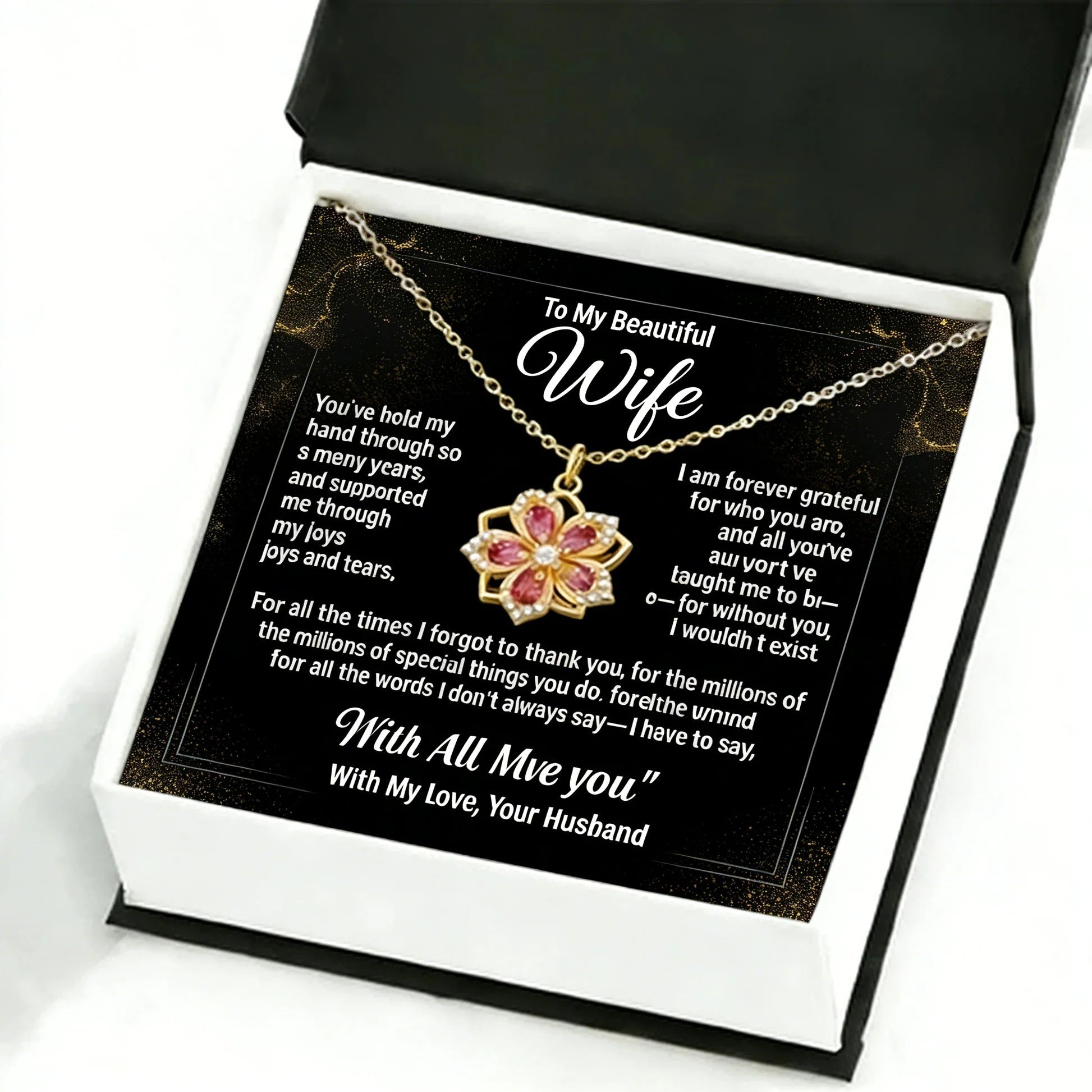 woman wearing romantic necklace for wife jewelry