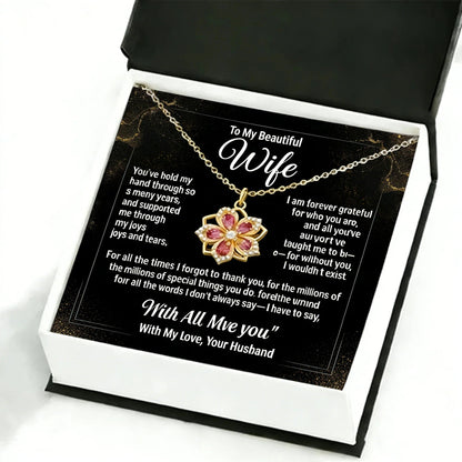 woman wearing romantic necklace for wife jewelry